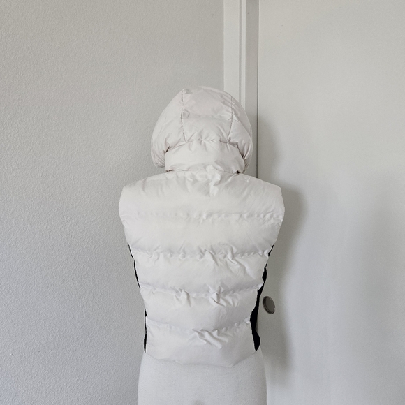 Zara Puffer Hooded Vest Ivory & Black Full Zip Closure Outerwear Fitted size XL - Picture 9 of 16